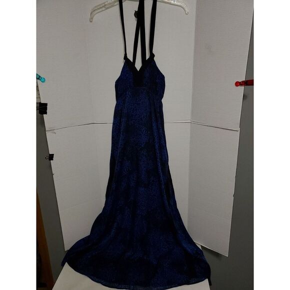 Express Boho Maxi Dress Blue Black Cheetah Strappy Tank Sun Cruise Vacay XS - Picture 1 of 7